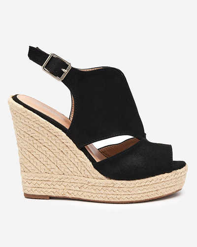 Keilsandalen aus schwarzem Öko-Wildleder für Damen Devof - Footwear