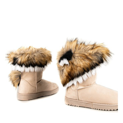 Beige Plateau-Schneeschuhe mit Fell Hellasi - Footwear