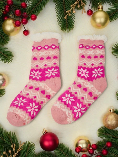Warm gefütterte weihnachtliche Damen Socken WinterJoy