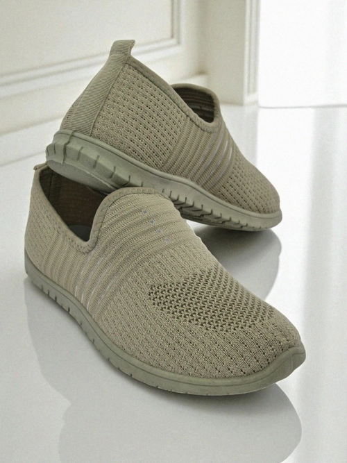 Жіночі сліпони Hypatia Verde з тканини на плоскій підошві