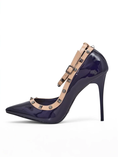 Royalfashion Patent Damen-Stilettos mit Nieten Qoscalle