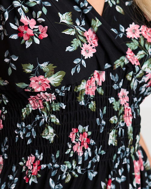 Жіноча довга чорна квіткова сукня - Одяг