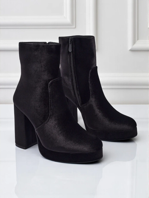 Ботильйони жіночі на підборах-стовпчику а-ля Велюр Miss