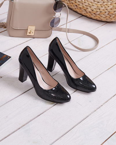 Schwarz lackierte Damenpumps mit Zurila-Glitzer - Schuhe