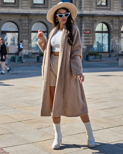 Дублянка Royalfashion Синя жіноча з поясом