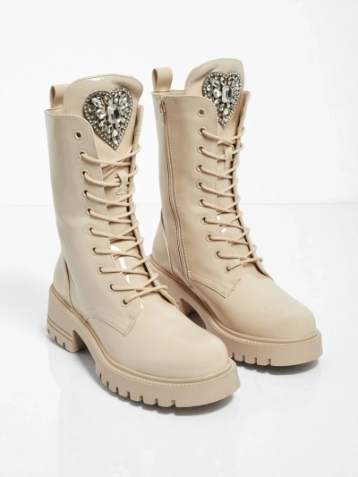 Lackierte Damenstiefeletten mit Schnürung Emelune