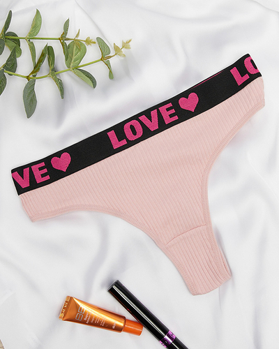 Dunkelrosa Damen-Tanga mit Aufschrift - Unterwäsche