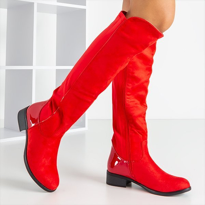 Rote Overknee-Stiefel mit flachen Absätzen von Gaglioli - Shoes
