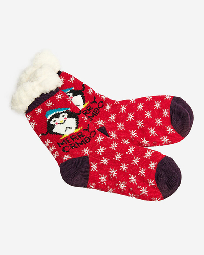 Rote Damensocken mit Weihnachtsmuster - Unterwäsche