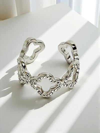 Ariadne Silverita Armband mit Kristallen – Silber, geometrisches Glamour-Muster