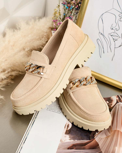 Royalfashion Damen Öko-Wildleder Mokassins mit Ornament Lehels