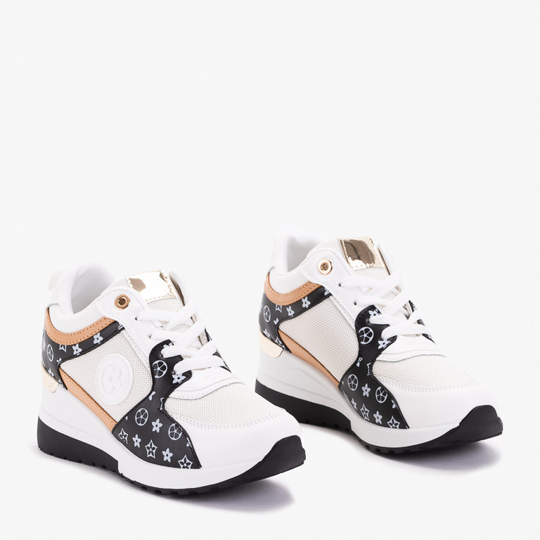 Sportschuhe für Damen in Schwarz und Weiß auf einem Keilabsatz von Anubi - Schuhe