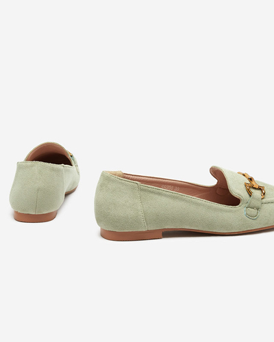 OUTLET Зелені жіночі мокасини із золотим декором Miredo - Туфлі