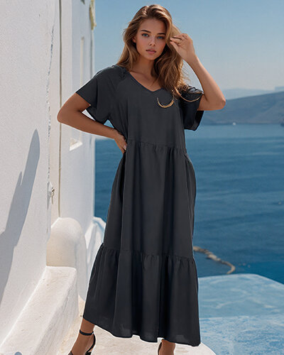 Royalfashion Schlichtes Midikleid für Damen