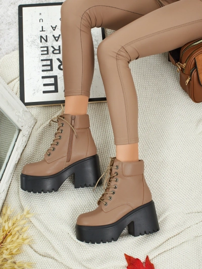 Damen Stiefeletten Öko-Wildleder mit Blockabsatz und Plateau Tavlissa