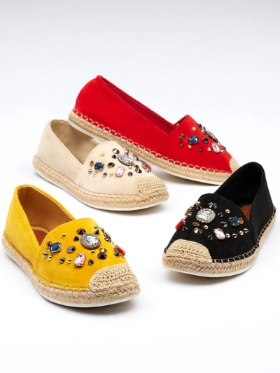 Rote Damen-Espadrilles aus Öko-Wildleder mit Zirkonia Mediros - Footwear