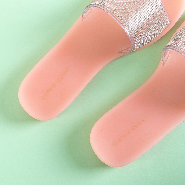 Rosa Damen-Gummihausschuhe mit Zirkonia Niamh - Schuhe