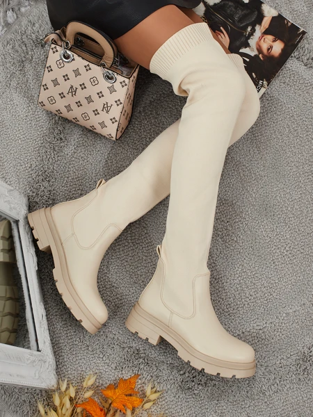 Lange Damen Schlupf-Overknee-Stiefel Orlina