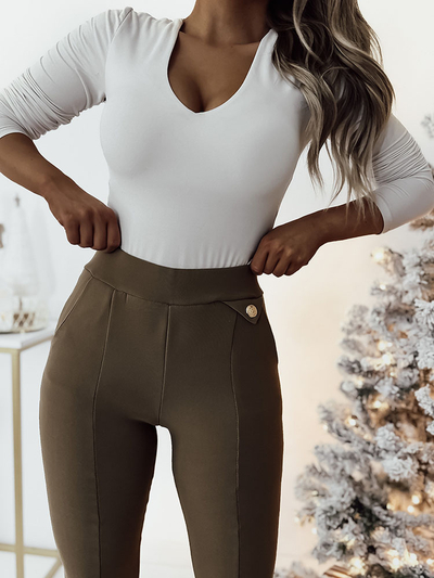 Royalfashion Schwarz Damen Öko-Leder-Leggings a'la bells
