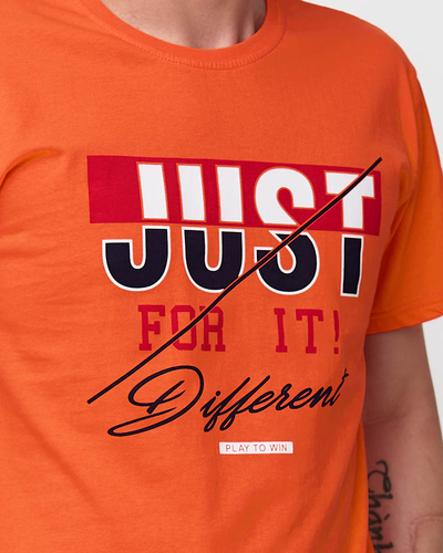 Orange trendiges Herren-T-Shirt mit Aufdruck - Kleidung