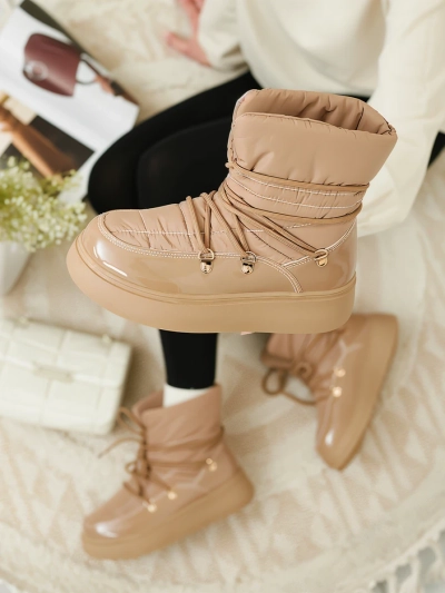 Royalfashion Damen Schlupf-Schneestiefel in brauner Farbe Dabenda