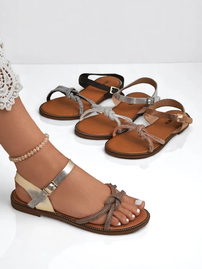 Royalfashion Damen Sandalen mit dekorativen Zirkonia Bella Shine