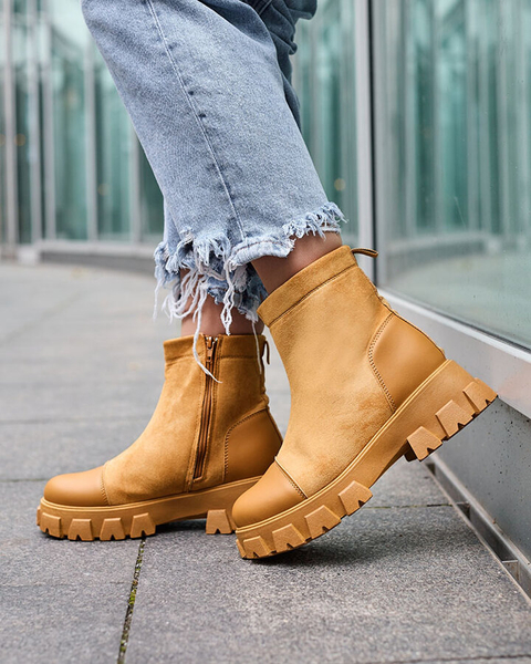 Royalfashion Damenstiefel mit flachem Absatz in camel Leffoi