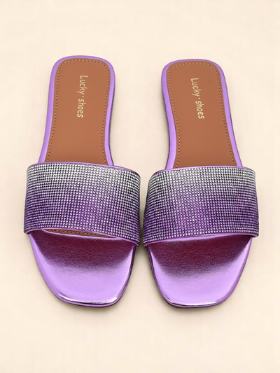 Royalfashion Damen-Pantoletten mit Zirkonia ShinyGlow