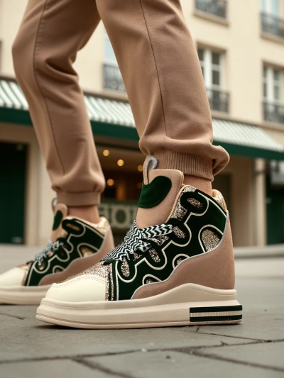 Royalfashion Hohe Damensportschuhe mit verstecktem Keil Oblaffi
