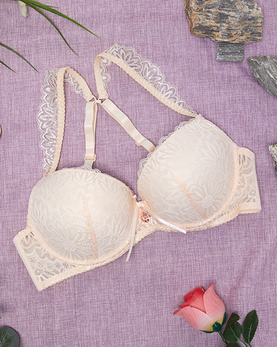 Beige Spitzen-BH für Damen - Unterwäsche