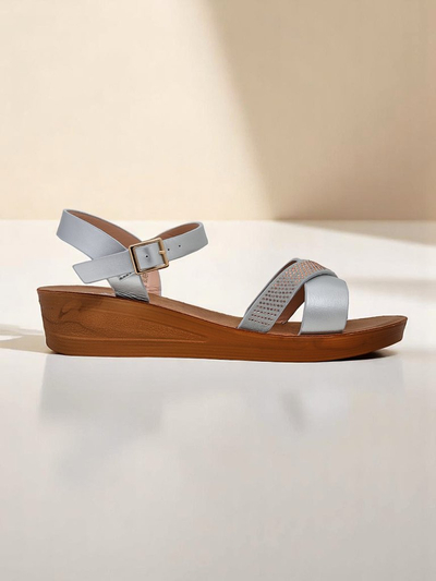 Royalfashion Damensandaletten mit Keilabsatz und Strasssteinen Allona