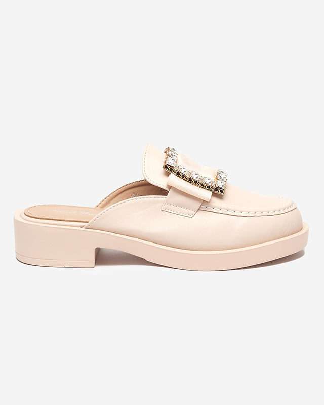 Beige Hausschuhe für Damen a'la Loafer Delaqi - Schuhe