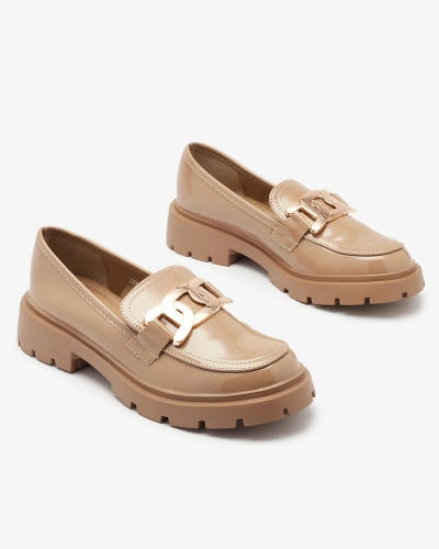 Hellbraun lackierte Mokassins für Damen Pogola- Footwear