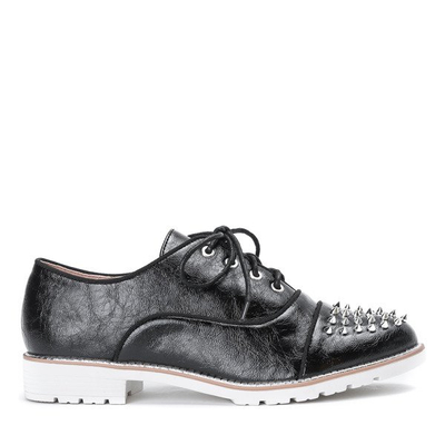 Schwarze Schuhe aus Öko-Leder mit dekorativen Nieten Amie - Footwear