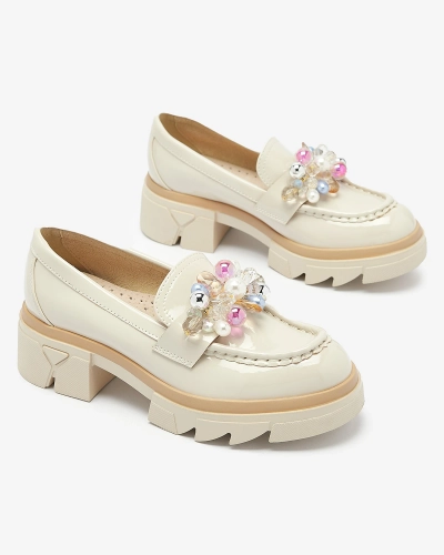 Beige lackierte Mokassins für Damen Geloppa- Footwear