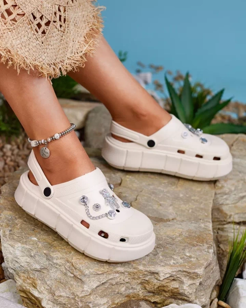 Royalfashion Creme Damen Flip-Flops aus Gummi Kooranza