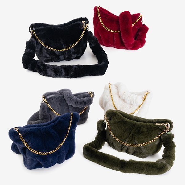 Dunkelgrüne Pelzhandtasche für Damen - Handtaschen