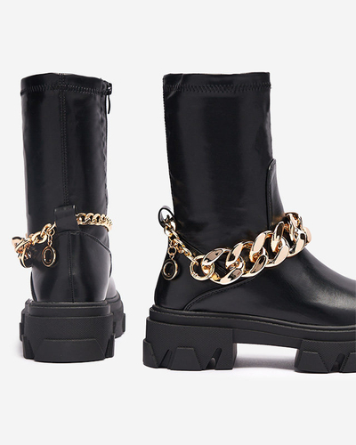 Чорні жіночі ботильйони з екошкіри на ланцюжку Adiza - Взуття