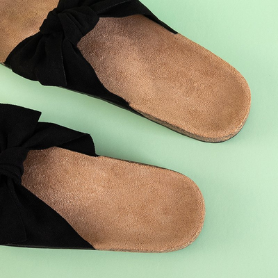 Schwarze Frauenschuhe mit Sonne und Spaßschleife - Schuhe