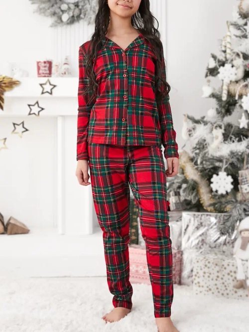 Royalfashion Різдвяні дитячі бавовняні клітинні піжами