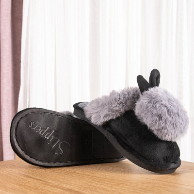 Schwarze Hausschuhe mit grauen Dixie-Verzierungen - Schuhe 1