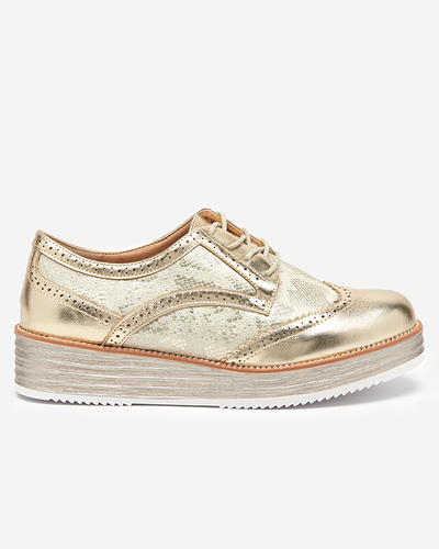 OUTLET Goldene Damenschuhe mit Einsätzen aus Schlangenleder Fin - Footwear