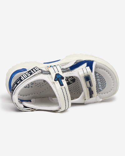 Weiße und marineblaue Kindersandalen mit Ceteris-Klettverschluss - Schuhe