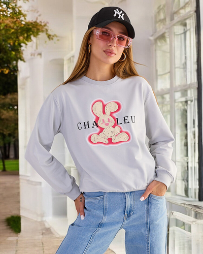 Royalfashion Damen Sweatshirt aus Baumwolle mit dünnem Druck