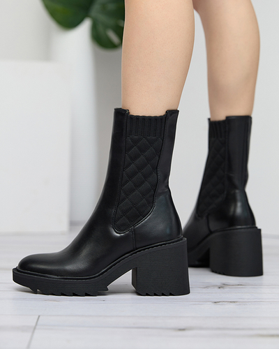 Recheo schwarze Damen-Stiefeletten mit hohem Absatz - Schuhe