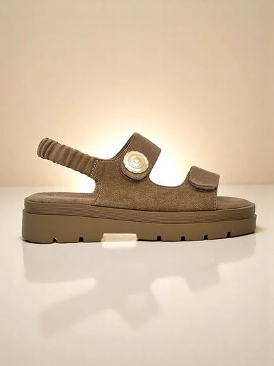 Damen Sandalen Royalfashion Callisto braun Öko-Leder Plateau