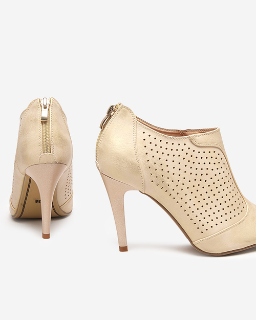 Жіночі бежеві ажурні босоніжки на шпильці Somigo- Buty