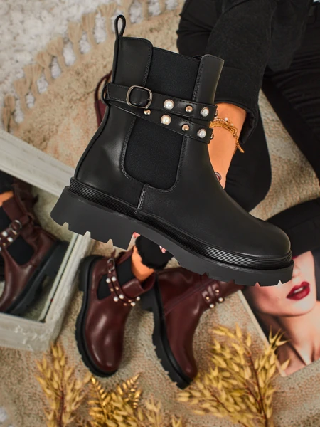 Höhere Damenstiefeletten aus Öko-Leder Pearl Mist