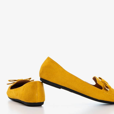 Senf-Slipper mit Shell-Schleife - Schuhe