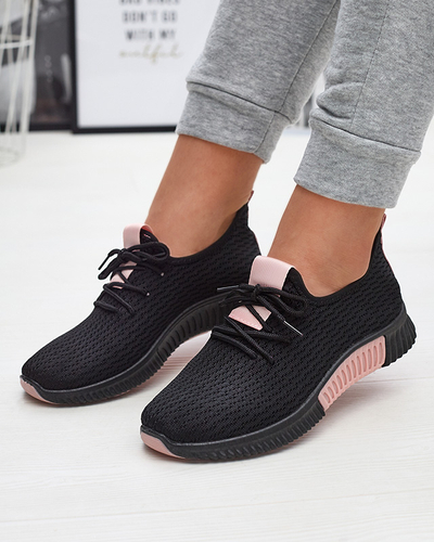 Schwarze Damen-Sportschuhe mit rosa Einsätzen Keteti - Schuhe